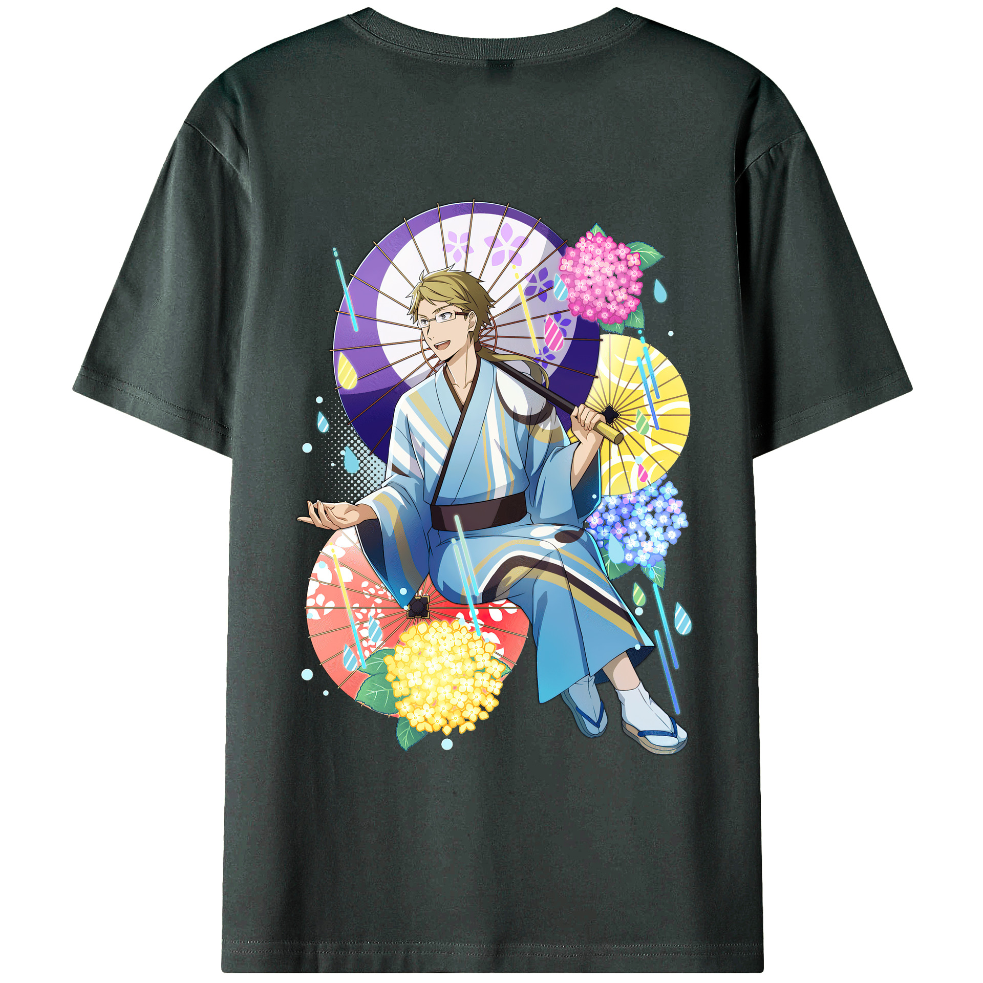 （画像用） 文豪ストレイドッグス Bungo Stray Dogs 綿100％ メンズ半袖Tシャツ（バックプリント） 通気性